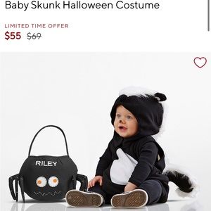 Pottery barn kids Skunk Halloween costume for baby size 6-12 months